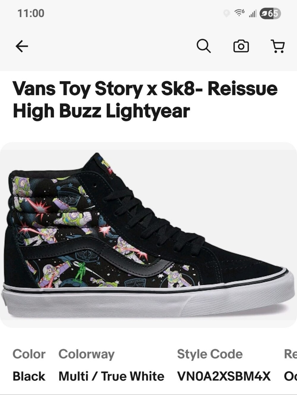 Vans Toy Story X Sk8-Reissue High Top Andy Buzz Lightyear Streetwear Size 13
